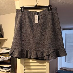 LOFT Charcoal Mini Skirt with Ruffle Hem